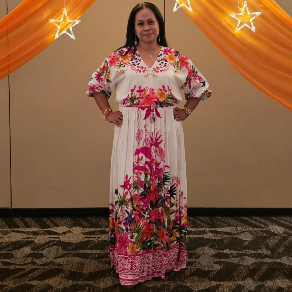 INC International Concepts Women's Floral V-Neck Maxi Dress Size Large - Picture 1 of 15